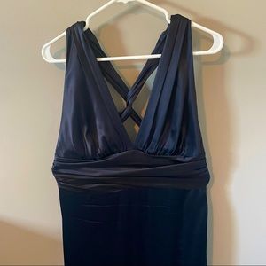 Nicole Miller Classic Black Satin Floor Length Gown. Size 14